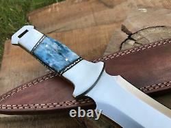 Custom Handmade D2 Tool Steel Camel Bone Handle Dagger Knife With Leather Sheath