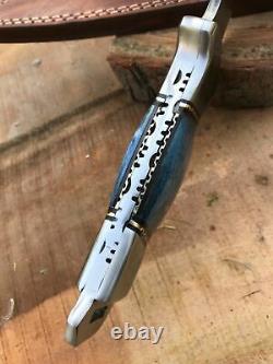 Custom Handmade D2 Tool Steel Camel Bone Handle Dagger Knife With Leather Sheath
