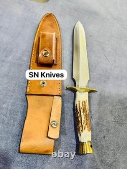 Custom Handmade D2 Tool Steel Hunting Dagger Bowie Knife Camping Knife WithSheath