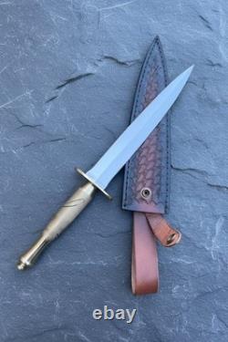 Custom Handmade D2 Tool Steel Hunting Fighter Dagger Knife Brass Handle