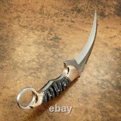 Custom Handmade D2 Tool Steel Tactical Combat Double Edge Karambit Dagger Knife