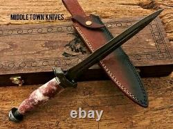 Custom Handmade Damascus Blade /Marbel Handle Exotic Dagger