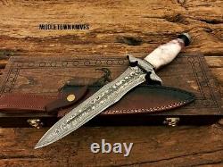 Custom Handmade Damascus Blade /Marbel Handle Exotic Dagger