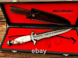 Custom Handmade Damascus Blade /Marbel Handle Exotic Dagger