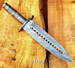 Custom Handmade Damascus Dagger Knife 13 Damascus Steel Handle Hunting Knife