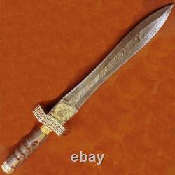 Custom Handmade Damascus Dagger Knife Viking Camping Knife Micarta Handle+sheath