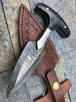 Custom Handmade Damascus Fixed Blade Camping Hunting Dagger Knife Survival Knife