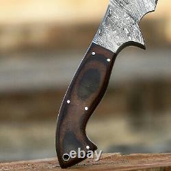 Custom Handmade Damascus Hunting Bowie Knife With Leather Sheath, Hnad Forged Mk