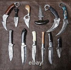 Custom Handmade Damascus Knife Lot Hunting Skinning Dagger Karambit Neck Knives