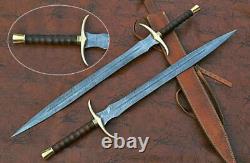 Custom Handmade Damascus Steel Blade Art Dagger Replica Valhalla Sword Knife