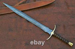 Custom Handmade Damascus Steel Blade Art Dagger Replica Valhalla Sword Knife