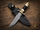 Custom Handmade Damascus Steel Blade Dagger Hunting Bowie Knife With Bone Handle