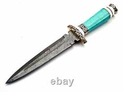 Custom Handmade Damascus Steel Blade Dagger Knife Hunting Survival Camping