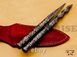 Custom Handmade Damascus Steel Blade Hunting Dagger Spiral Knife Spike Lot AN230
