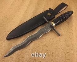 Custom Handmade Damascus Steel Blade Kris Dagger Knife Survival Camping Knife