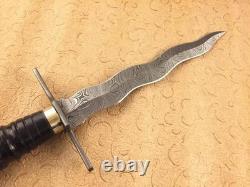 Custom Handmade Damascus Steel Blade Kris Dagger Knife Survival Camping Knife