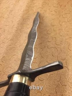 Custom Handmade Damascus Steel Blade Kris Dagger Knife Survival Camping Knife