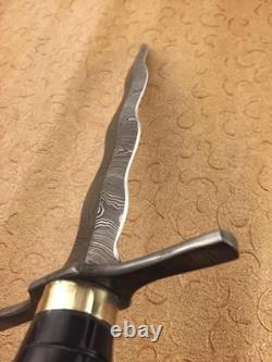 Custom Handmade Damascus Steel Blade Kris Dagger Knife Survival Camping Knife