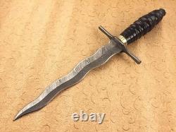 Custom Handmade Damascus Steel Blade Kris Dagger Knife Survival Camping Knife