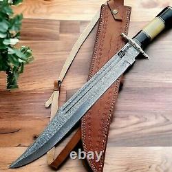 Custom Handmade Damascus Steel Bowie Machete Tactical Sword Hunting Knife Dagger