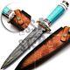 Custom Handmade Damascus Steel Dagger Knife With Froza Stone Handle With Sheath