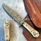 Custom Handmade Damascus Steel Dagger Toothpick Machete Bowie Hunting Knife