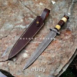 Custom Handmade Damascus Steel Dagger Toothpick Machete Bowie Hunting Knife