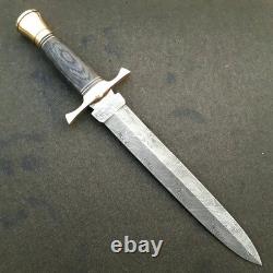 Custom Handmade Damascus Steel Hunting/dagger Knife 13.5 Pakka Wood Handle