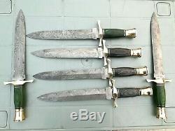 Custom Handmade Damascus Steel Lot Of 6 Dagger Knives 13.5 Pakka Wood Handle