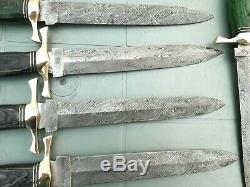 Custom Handmade Damascus Steel Lot Of 6 Dagger Knives 13.5 Pakka Wood Handle