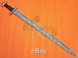 Custom Handmade Damascus Steel Viking Sword Knife 38.00 With Leather wrap hndl