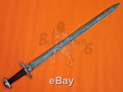 Custom Handmade Damascus Steel Viking Sword Knife 38.00 With Leather wrap hndl