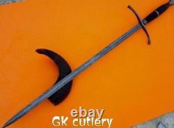 Custom Handmade Damascus Steel Viking sword dagger long hunting knife 36