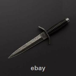 Custom Handmade Damascus Steel Zigzag Hunting Dagger Knife/black&damascus Handle