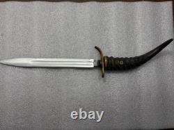 Custom Handmade Fix Blade Bayonet Knife With Animal Horn Handle from S. Africa