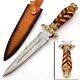 Custom Handmade Forged Damascus Steel Dagger Knife With Wood And Brass Handle