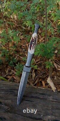 Custom Handmade Forged Damascus Steel Throwing Boot Knife Dagger Hunting 676