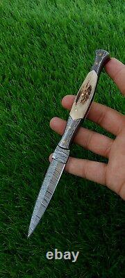 Custom Handmade Forged Damascus Steel Throwing Boot Knife Dagger Hunting 676