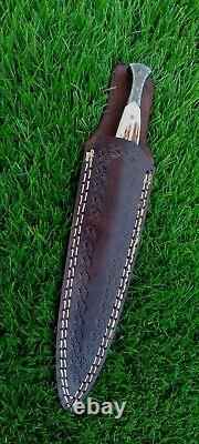 Custom Handmade Forged Damascus Steel Throwing Boot Knife Dagger Hunting 676