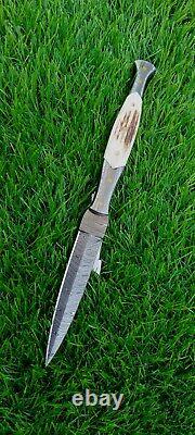 Custom Handmade Forged Damascus Steel Throwing Boot Knife Dagger Hunting 676