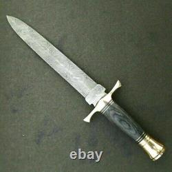 Custom Handmade Forged Steel Hunting Dagger Knife With Wood And Brass Handle