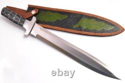 Custom Handmade Full Tang D2 Steel Combat Dagger Knife, Finger Tip Micarta