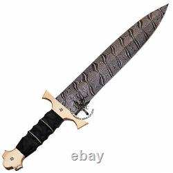 Custom Handmade Hand Forged Damascus Steel Hunting Dagger Knife Combat Dagger