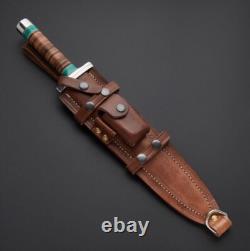 Custom Handmade Hunting Dagger Knife High Carbon Steel Blade, Leather Sheath