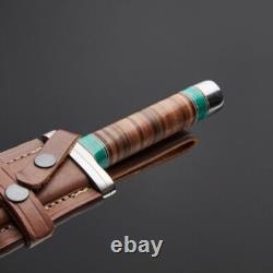 Custom Handmade Hunting Dagger Knife High Carbon Steel Blade, Leather Sheath