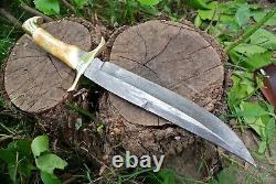 Custom Handmade Mosaic Damascus Hunting Dagger Bowie Knife Stag Antler