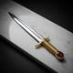 Custom Handmade Royal J2 Steel Dagger, Red Gem Pommel, Engraved Handle