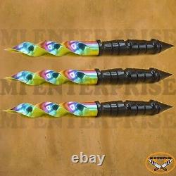 Custom Handmade Stainless Steel MultiColor Blade Hunting Dagger Spiral Knife Lot