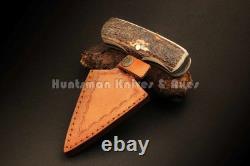 Custom Made 12C27 Steel Training/combat Dagger double edged withStag Horn Grip