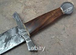 Custom Made Damascus Steel Viking Dagger with Rose Wood Handle (BK 4068)